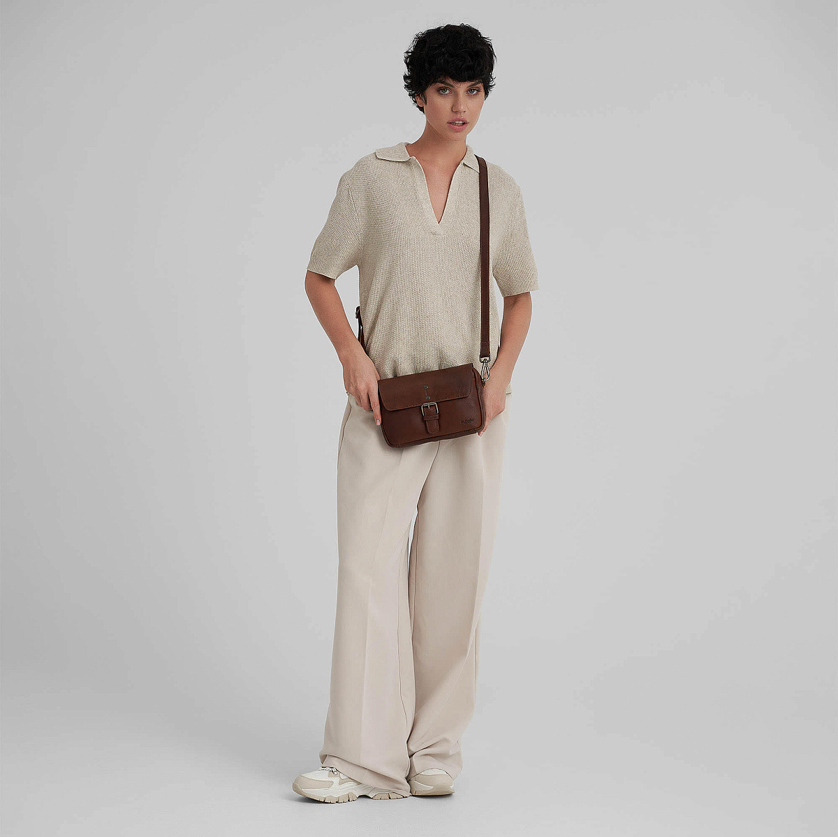 Женская сумка Dr.Koffer из натуральной кожи светло-коричневая