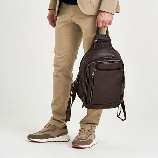 Рюкзак Dr.Koffer из натуральной кожи темно-коричневый