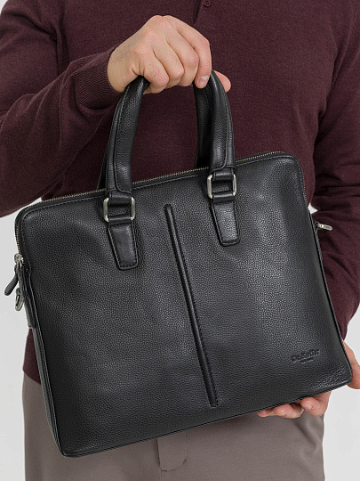 Деловая сумка Dr.Koffer из натуральной кожи черная