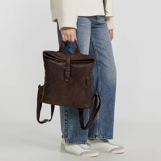 Рюкзак Dr.Koffer из натуральной кожи темно-коричневый