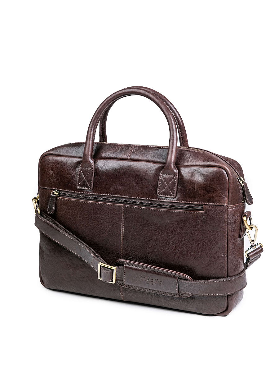 Деловая сумка Dr.Koffer из натуральной кожи темно-коричневая