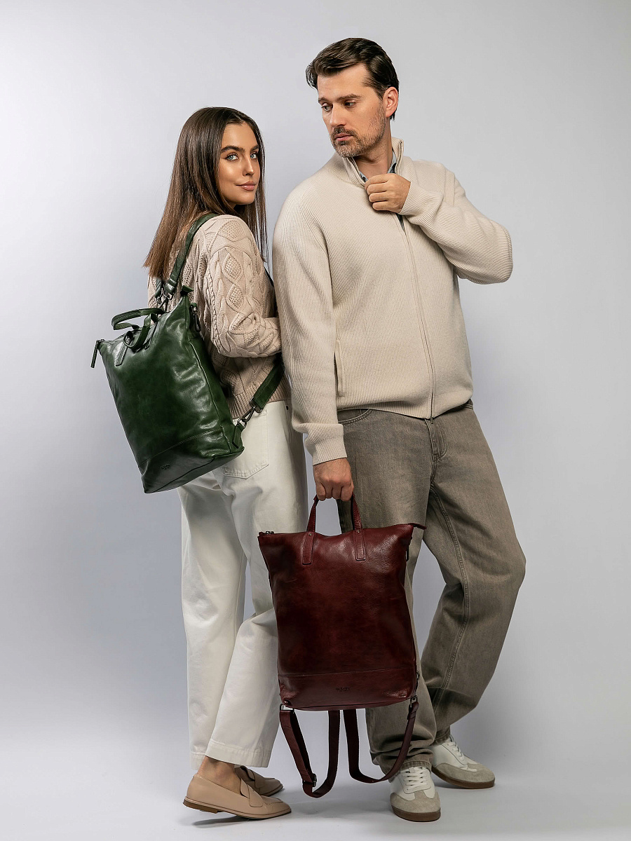 Рюкзак Dr.Koffer из натуральной кожи зеленый