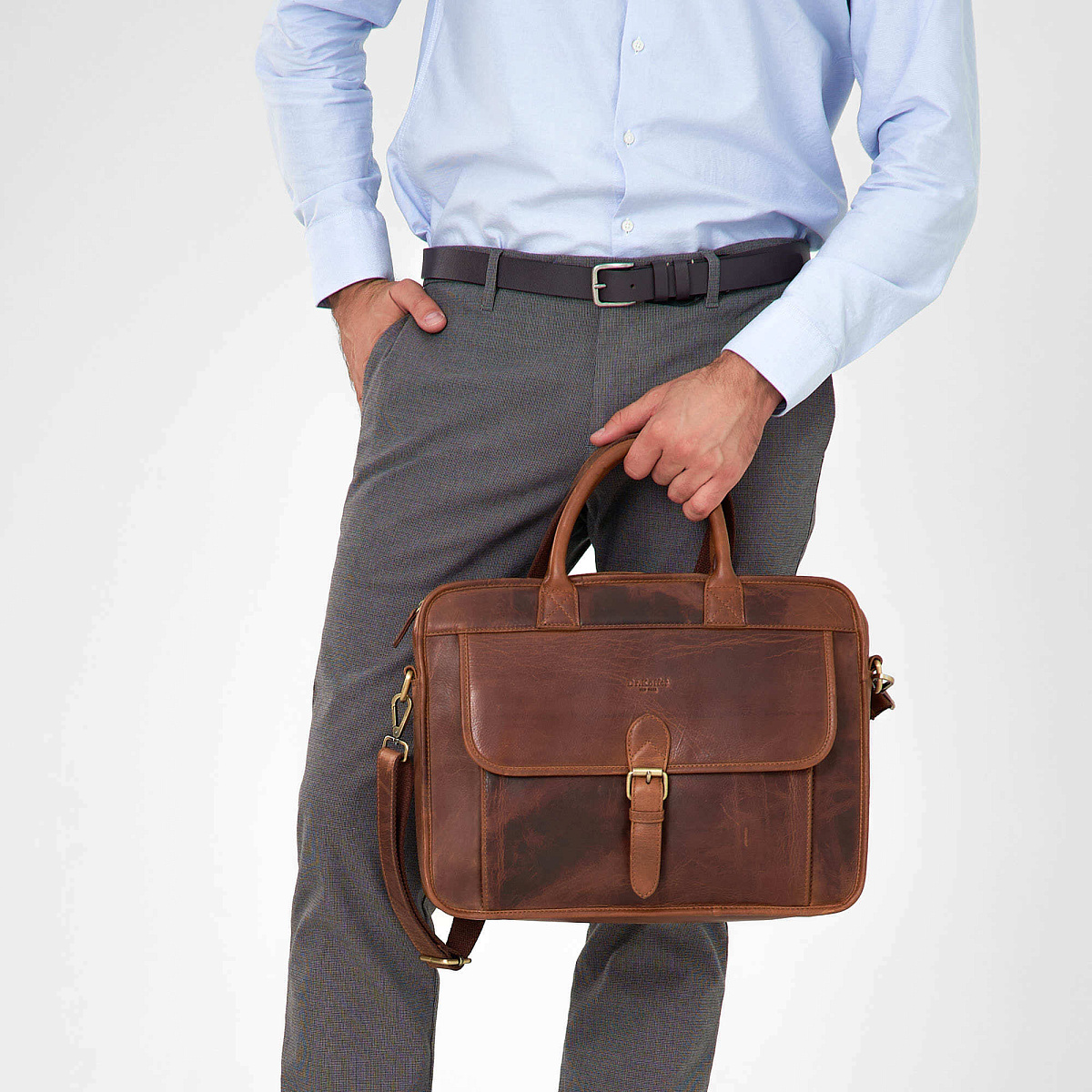 Деловая сумка Dr.Koffer из натуральной кожи коричневая