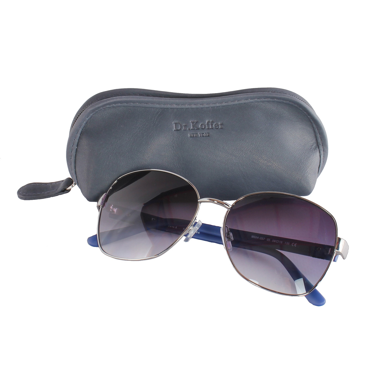 Очечник Dr.Koffer из натуральной кожи синий