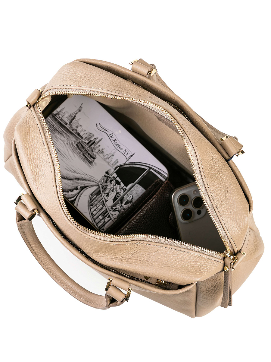 Женская сумка Dr. Koffer из натуральной кожи бежевая