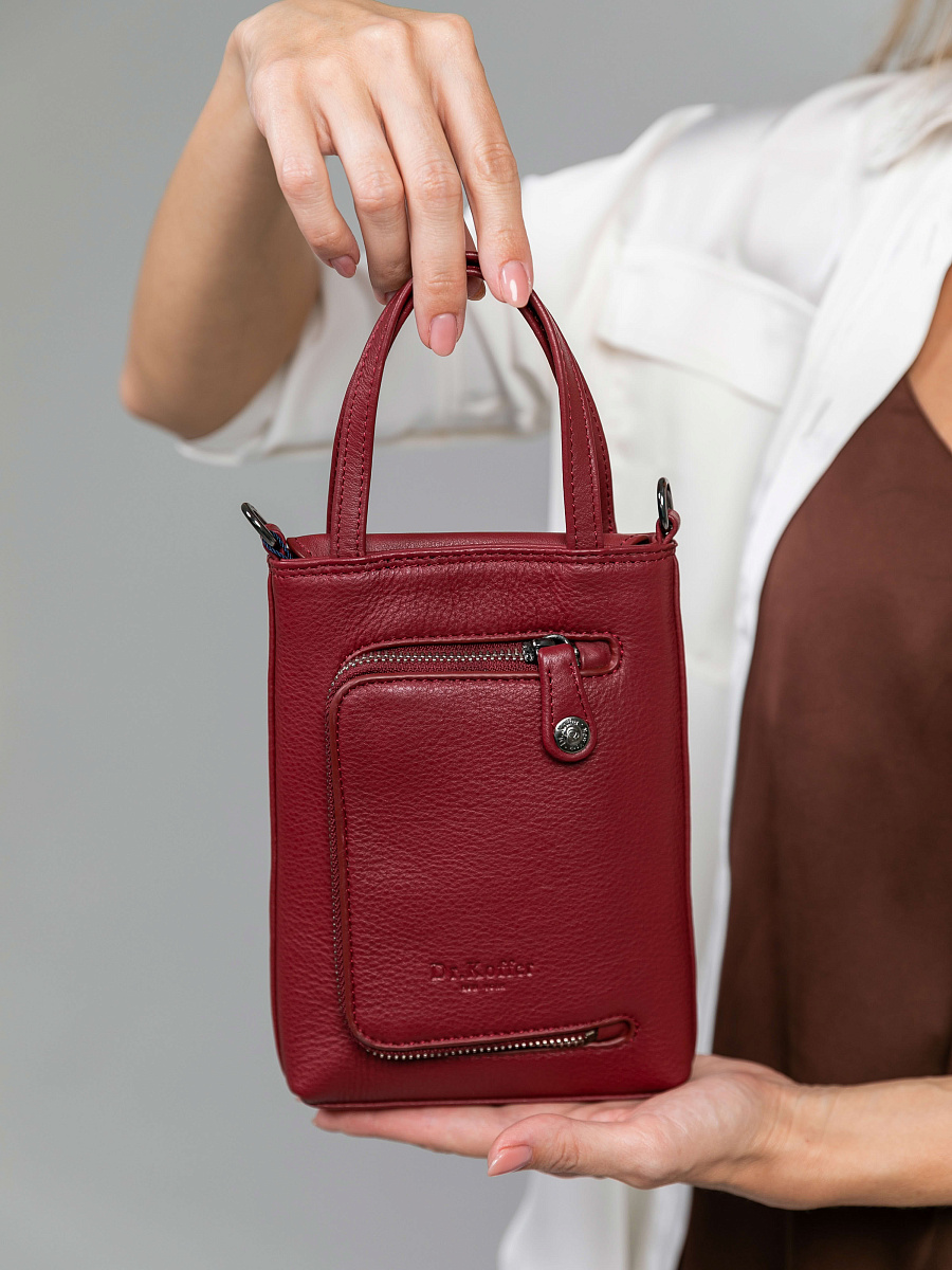 Сумка через плечо Dr.Koffer из натуральной кожи бордовая