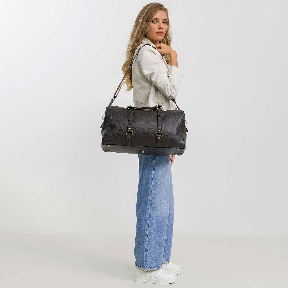 Дорожная сумка Dr.Koffer из натуральной кожи коричневая