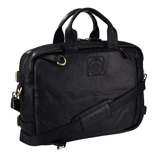 Деловая сумка Dr.Koffer из натуральной кожи черная