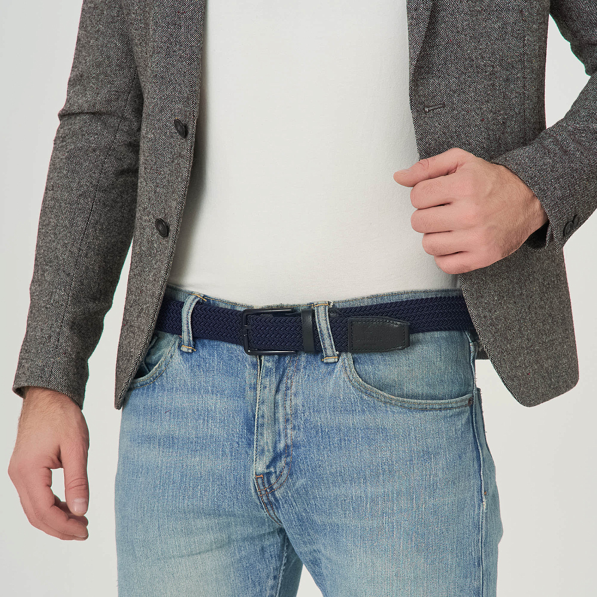 Ремень Dr.Koffer из натуральной кожи и текстиля синий