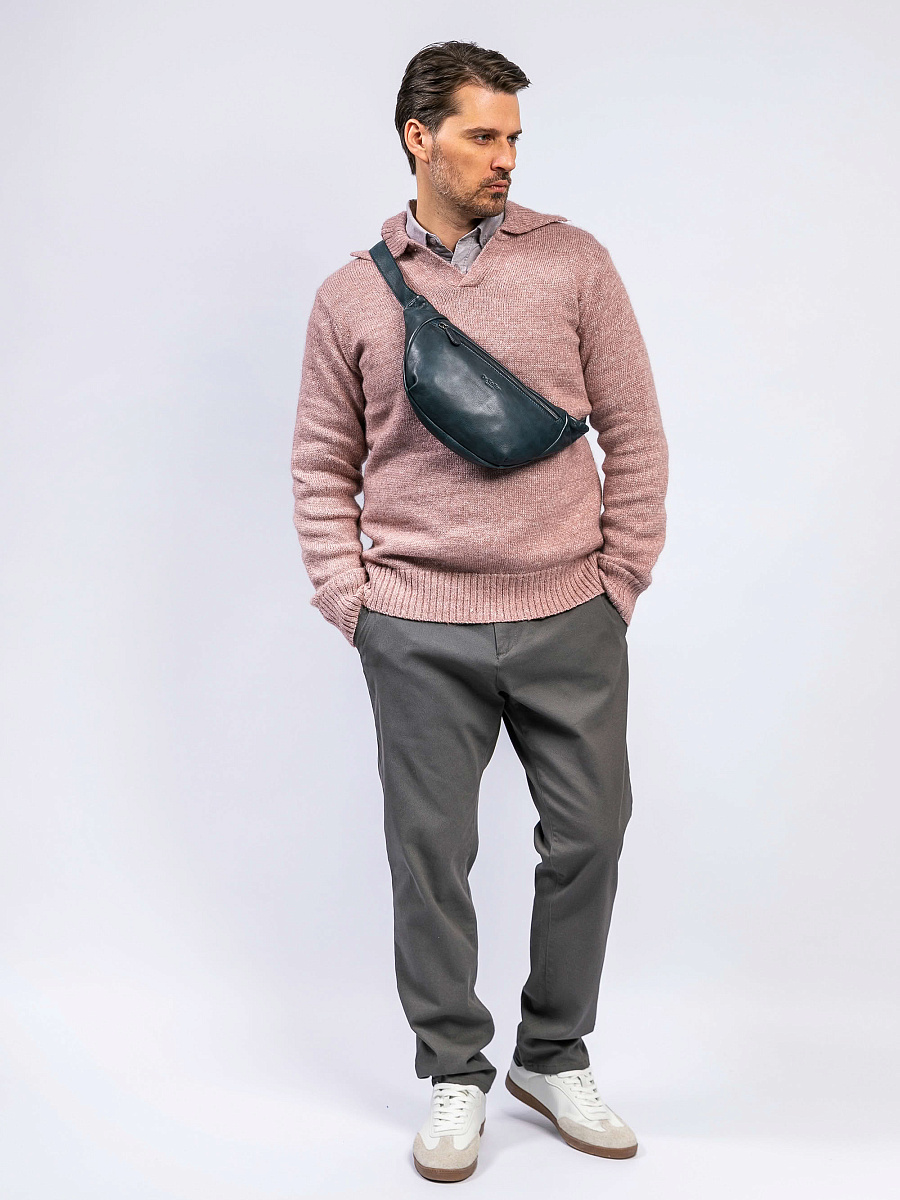 Сумка на пояс Dr. Koffer из натуральной кожи синяя