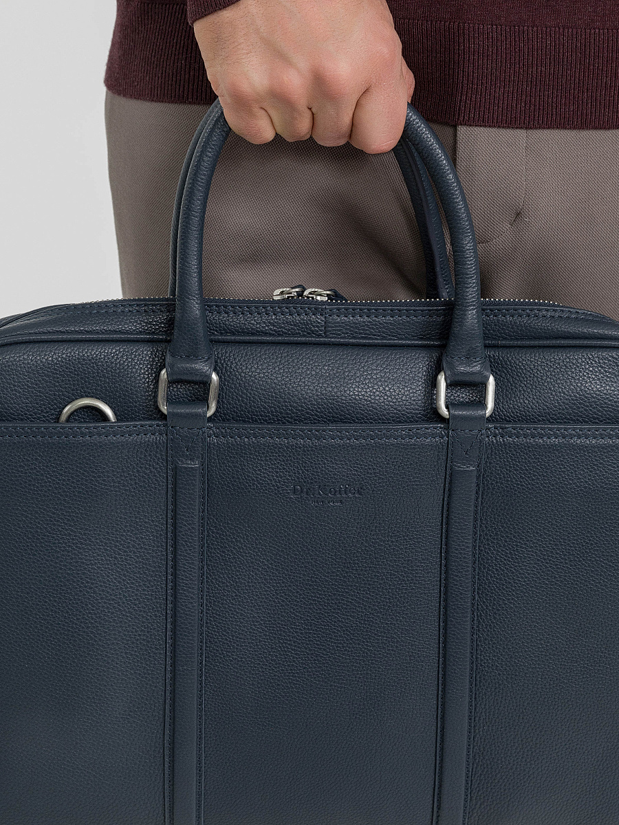 Деловая сумка Dr.Koffer из натуральной кожи синяя