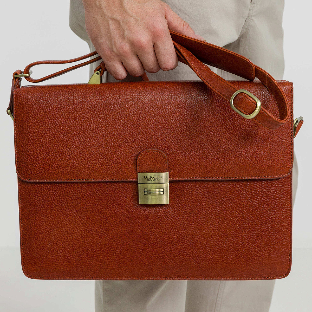Портфель Dr.Koffer из натуральной кожи светло-коричневый