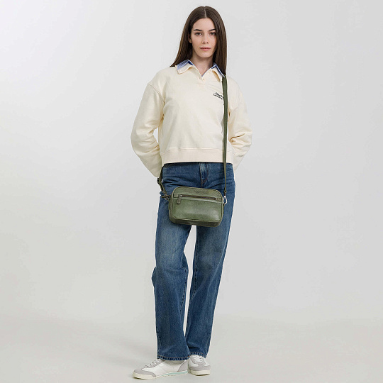 Сумка через плечо Dr.Koffer из натуральной кожи зеленая