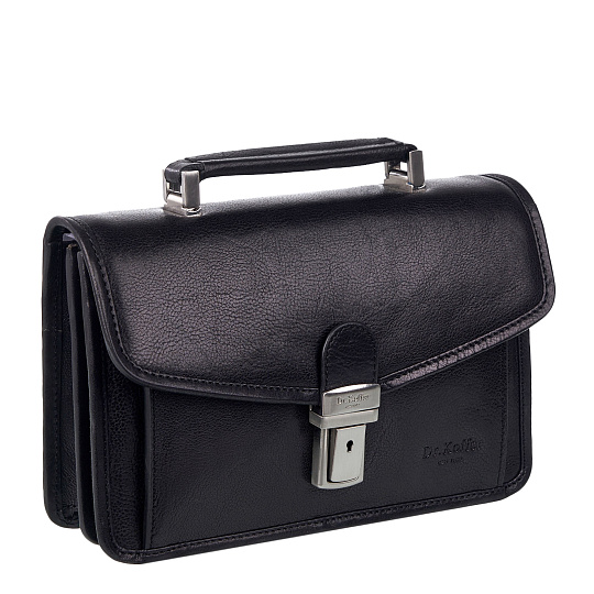 Сумка-визитка из натуральной кожи Dr. Koffer черная
