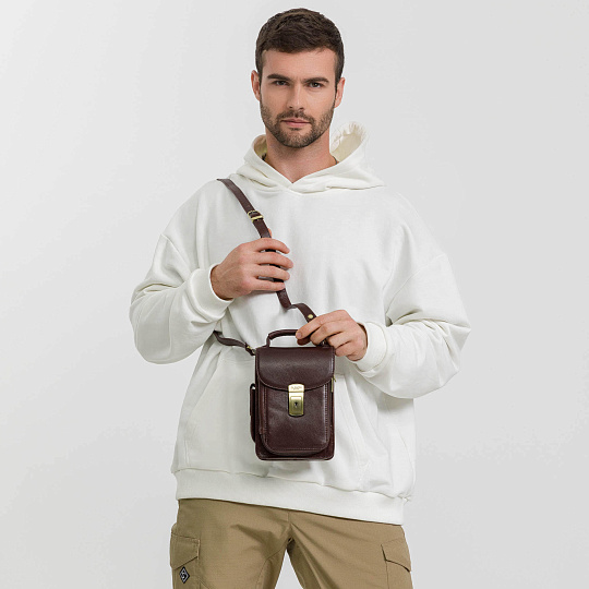 Сумка через плечо Dr.Koffer из натуральной кожи коричневая