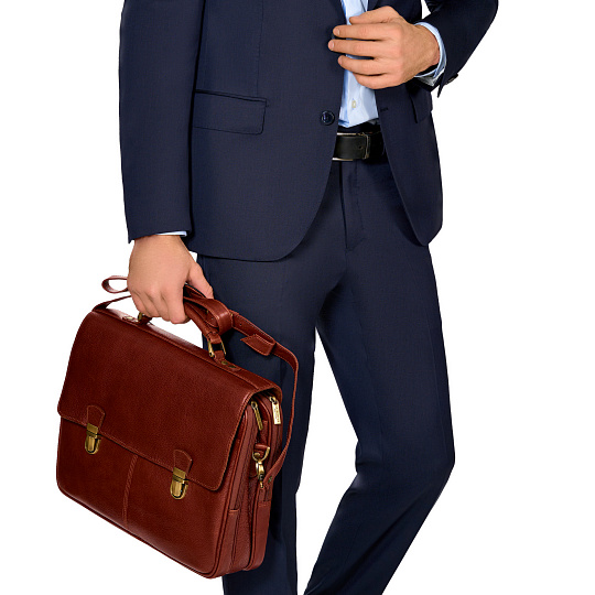 Портфель Dr.Koffer из натуральной кожи светло-коричневый