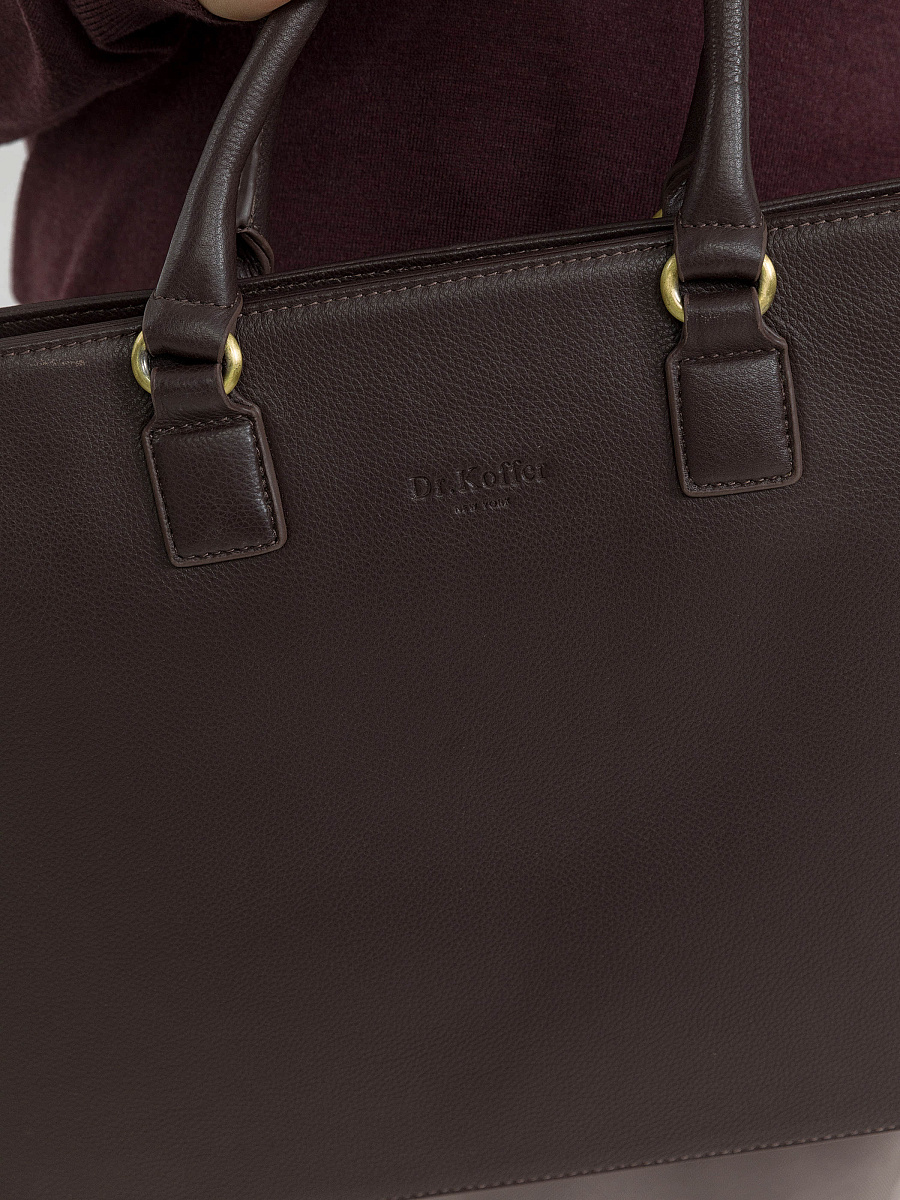 Деловая сумка Dr.Koffer из натуральной кожи темно-коричневая