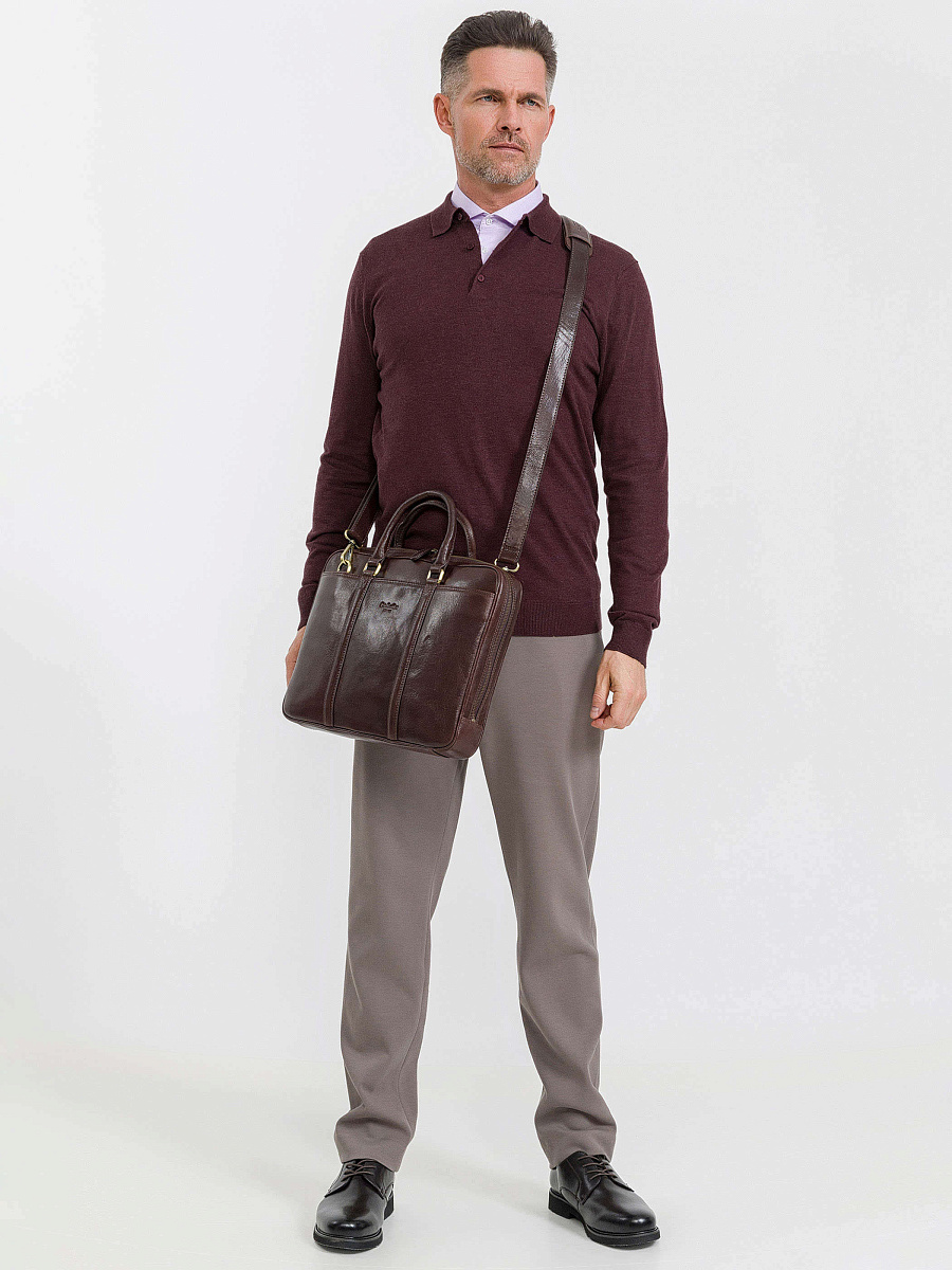 Деловая сумка Dr.Koffer из натуральной кожи темно-коричневая