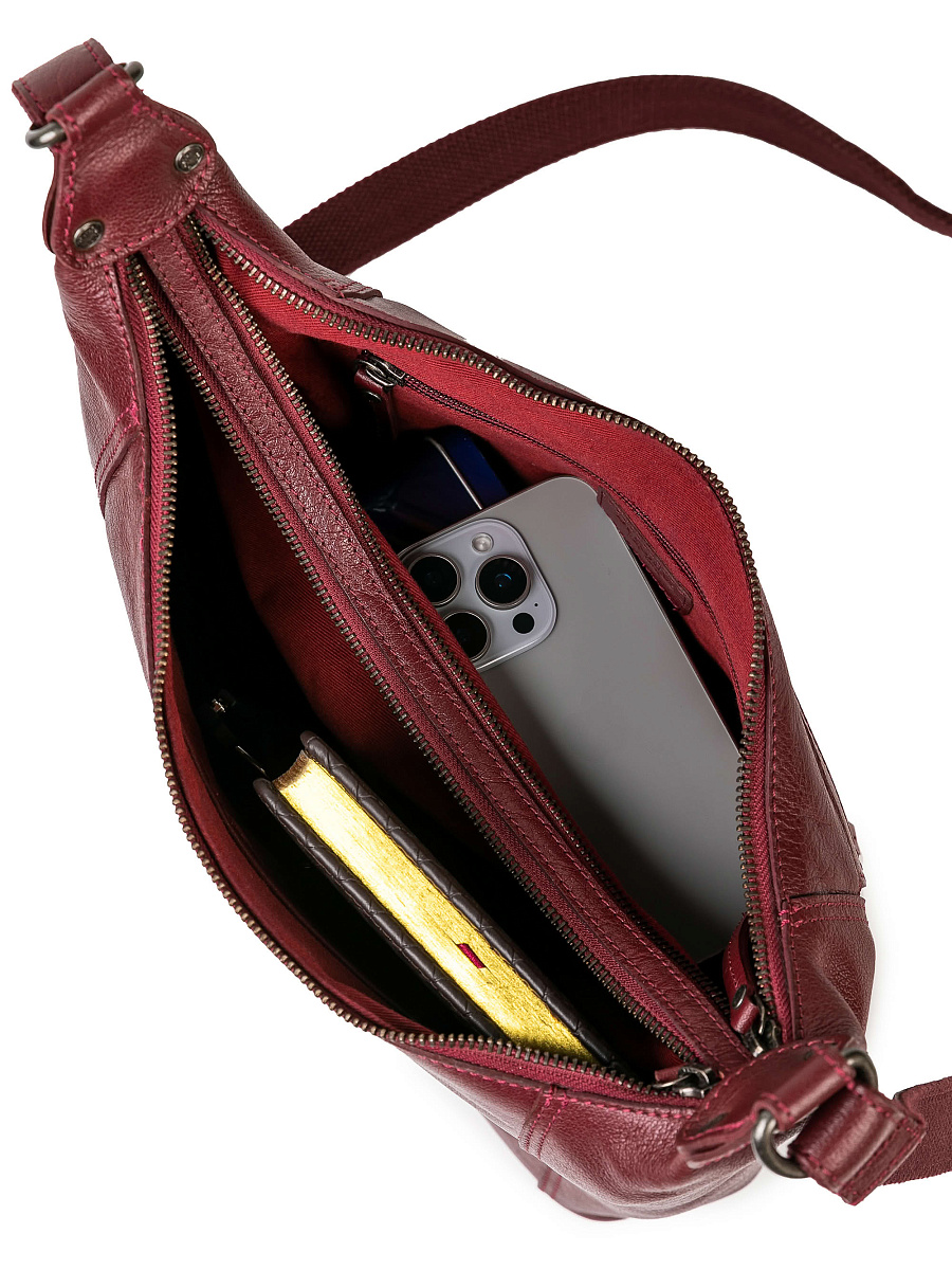 Сумка через плечо Dr.Koffer из натуральной кожи бордовая