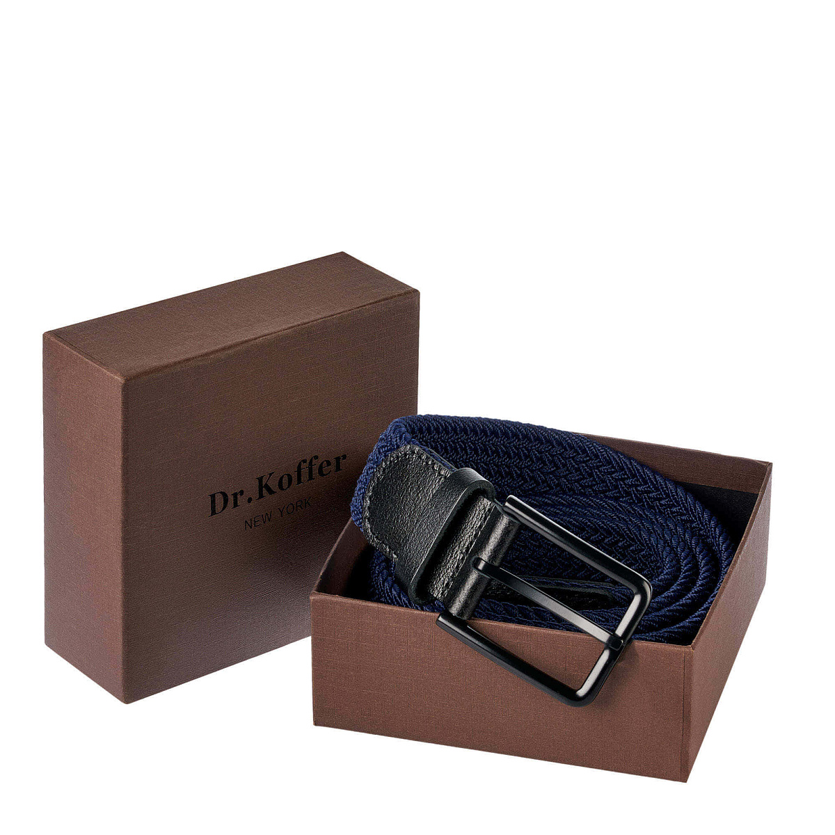 Ремень Dr.Koffer из натуральной кожи и текстиля синий