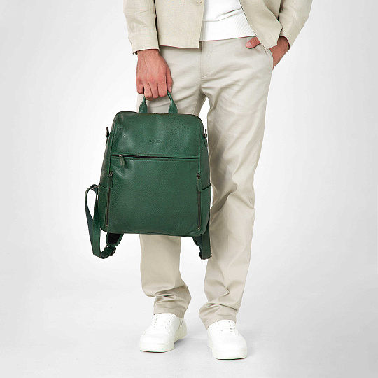 Рюкзак Dr.Koffer из натуральной кожи зеленый