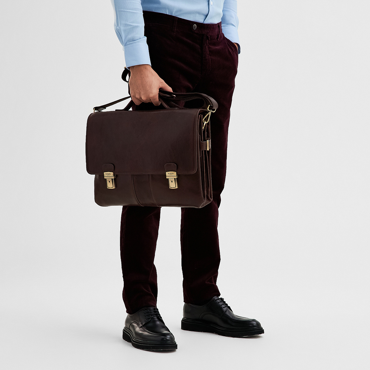 Портфель Dr.Koffer из натуральной кожи темно-коричневый