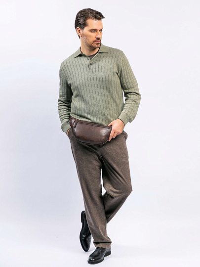 Сумка на пояс Dr. Koffer из натуральной кожи коричневая