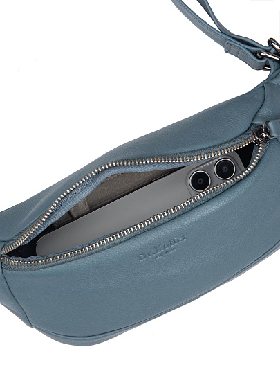 Сумка на пояс Dr. Koffer из натуральной кожи голубая