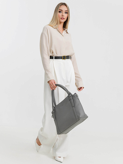 Женская сумка Dr.Koffer из натуральной кожи серая