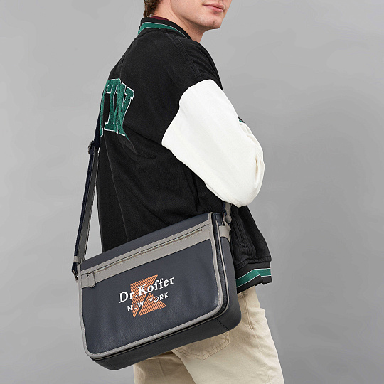 Деловая сумка Dr.Koffer из натуральной кожи синяя