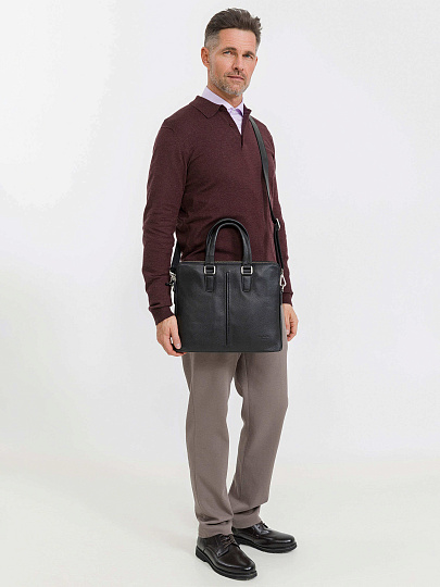 Деловая сумка Dr.Koffer из натуральной кожи черная