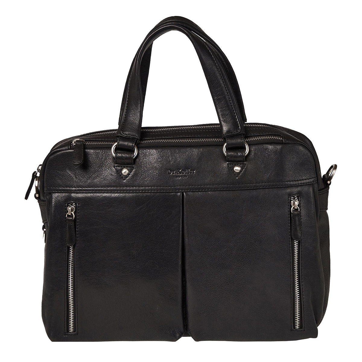 Деловая сумка Dr.Koffer из натуральной кожи черная