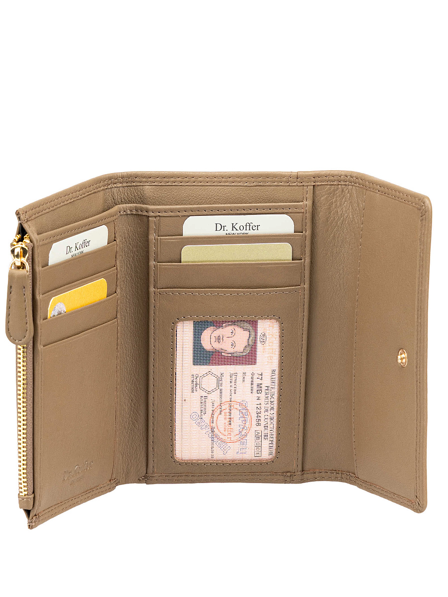 Портмоне Dr.Koffer из натуральной кожи бежевое