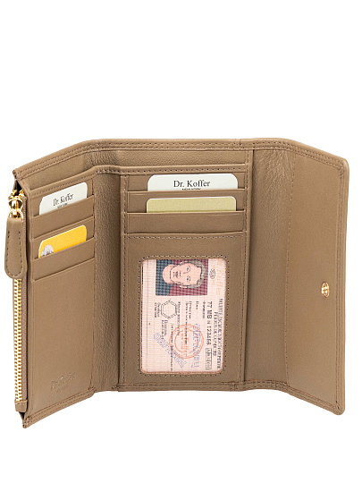 Портмоне Dr.Koffer из натуральной кожи бежевое