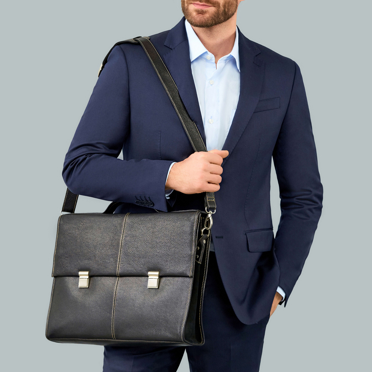 Портфель Dr.Koffer из натуральной кожи черный