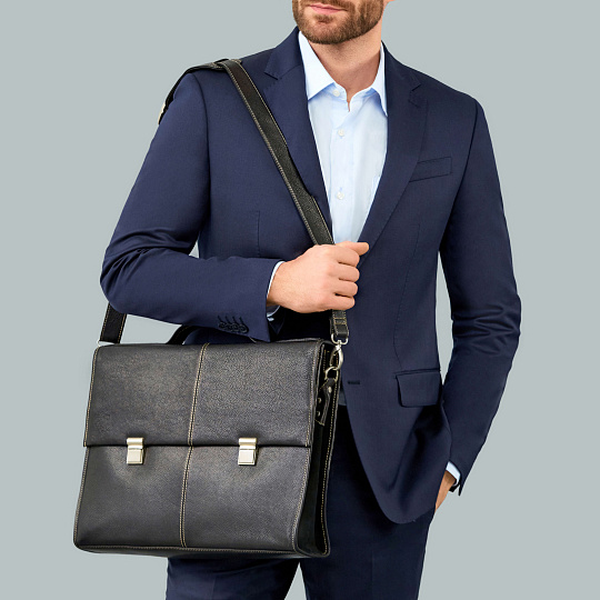 Портфель Dr.Koffer из натуральной кожи черный