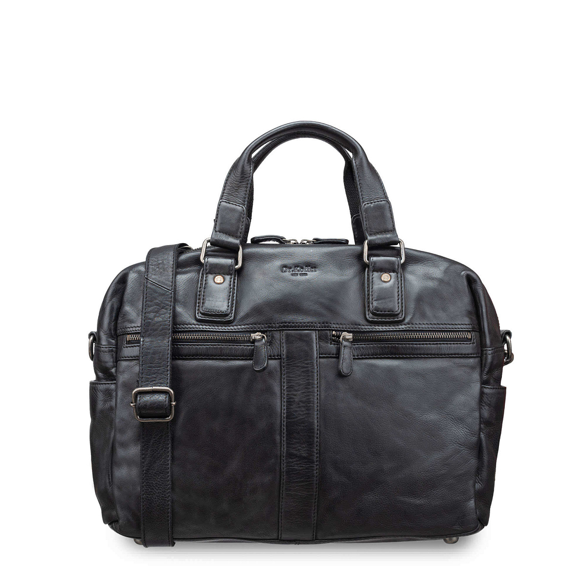 Деловая сумка Dr.Koffer из натуральной кожи черная