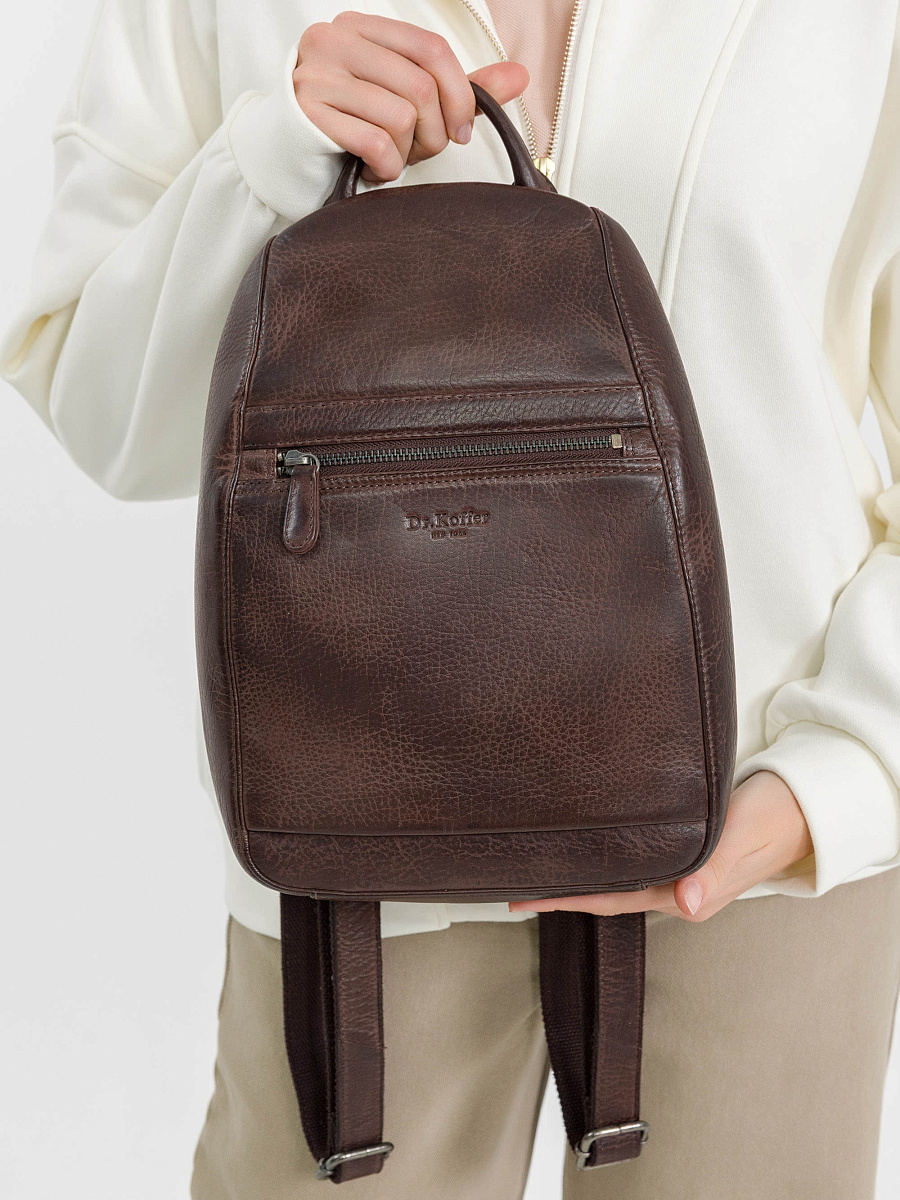 Рюкзак Dr.Koffer из натуральной кожи темно-коричневый
