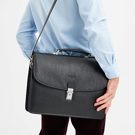 Портфель Dr.Koffer из натуральной кожи черный