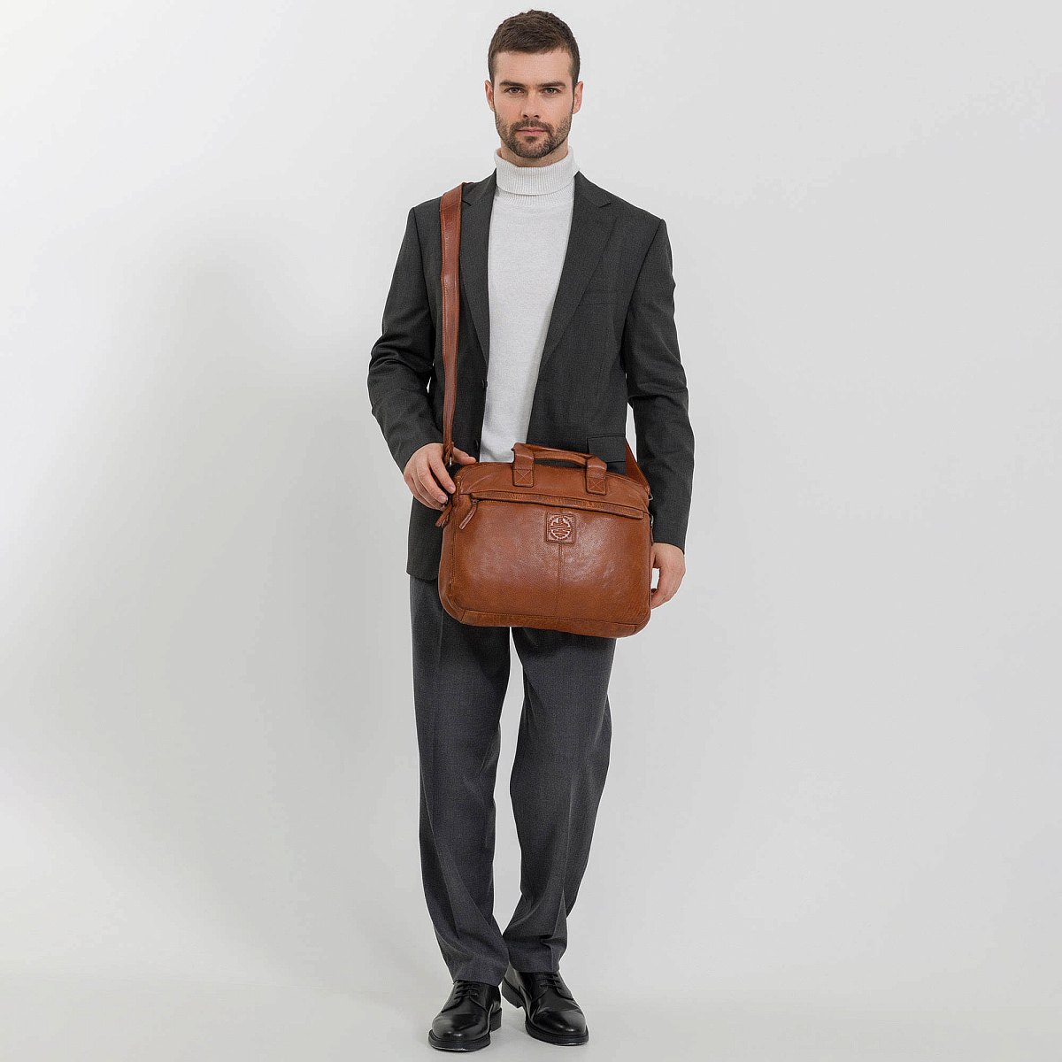 Деловая сумка Dr.Koffer из натуральной кожи коричневая