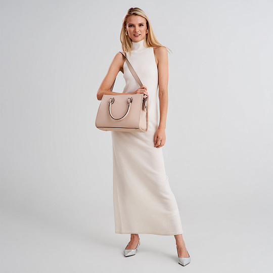 Женская сумка Dr. Koffer из натуральной кожи бежевая