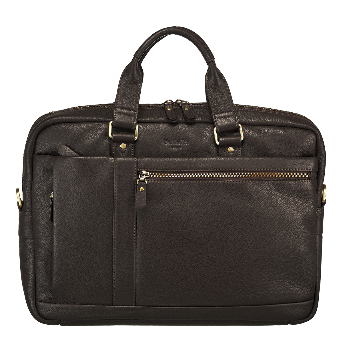 Деловая сумка Dr.Koffer из натуральной кожи темно-коричневая