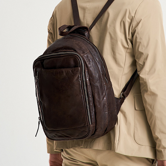 Рюкзак Dr.Koffer из натуральной кожи темно-коричневый