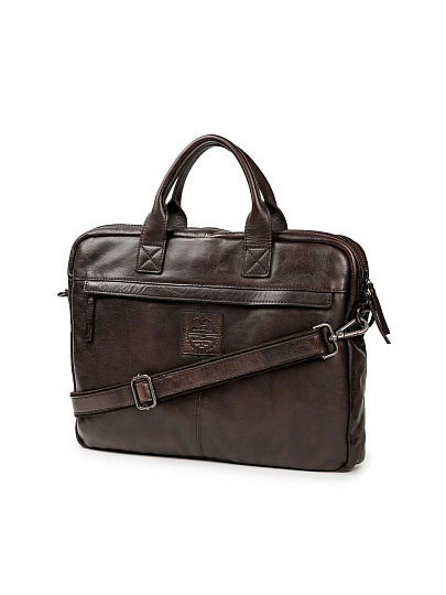 Деловая сумка Dr.Koffer из натуральной кожи темно-коричневая