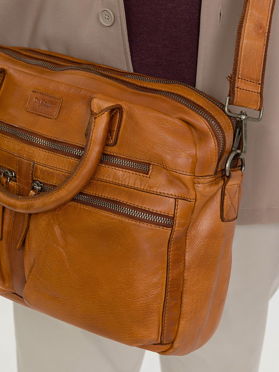 Деловая сумка Dr.Koffer из натуральной кожи коричневая