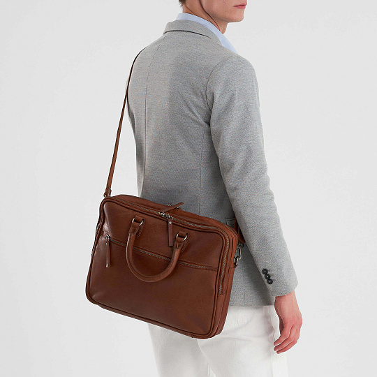 Деловая сумка Dr.Koffer из натуральной кожи коричневая