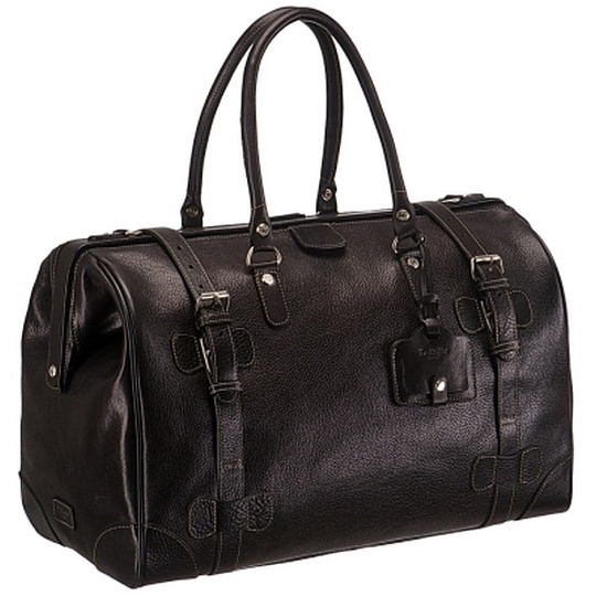 Черный саквояж, декорированный ремнями Dr.Koffer B280421-02-04