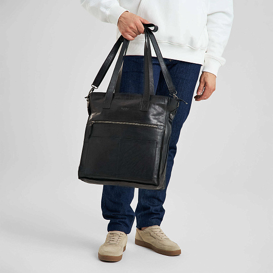 Деловая сумка Dr.Koffer из натуральной кожи черная