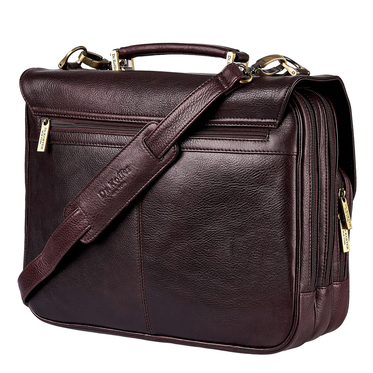 Портфель Dr.Koffer из натуральной кожи темно-коричневый