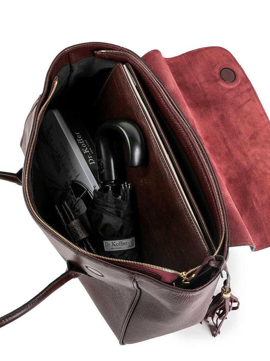 Женская сумка Dr.Koffer из натуральной кожи бордовая